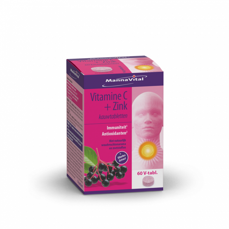 Mannavital Vitamine C + Zink kauwtabletten met vlierbesextract (60caps)