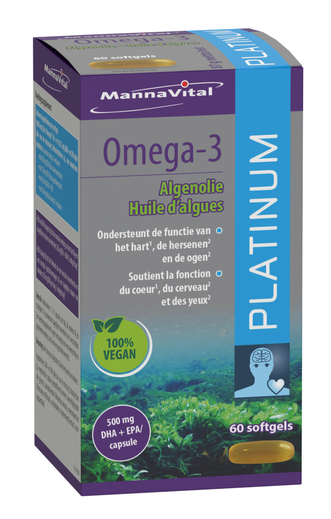 [004740] Mannavital Omega-3 platinum algenolie 100% vegan 60 softgels
