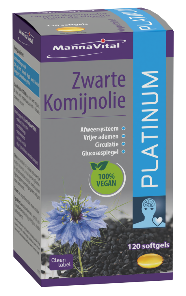[004816] Mannavital Zwarte Komijnolie Platinum (120 softgels)