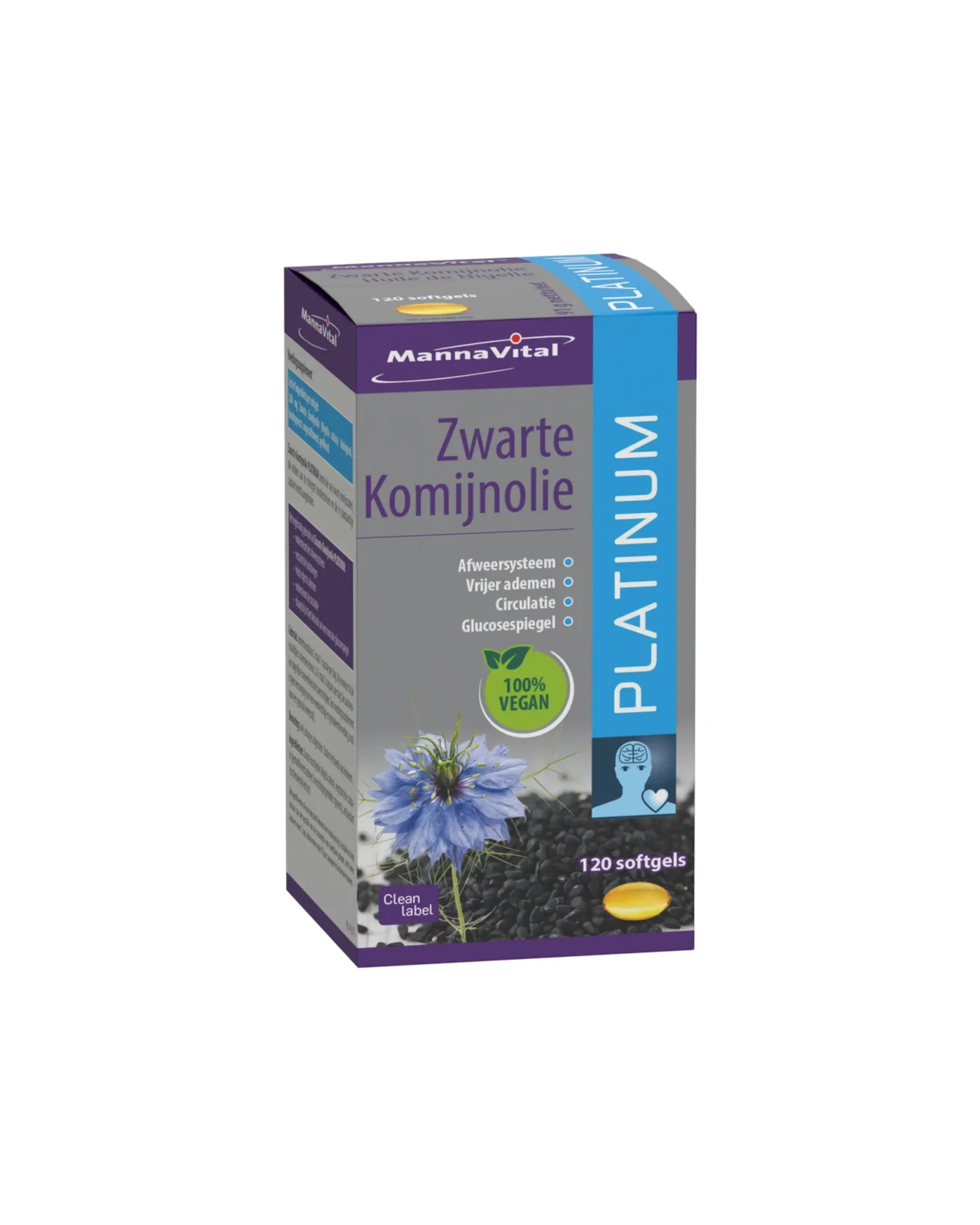 Mannavital Zwarte Komijnolie Platinum (120 softgels)