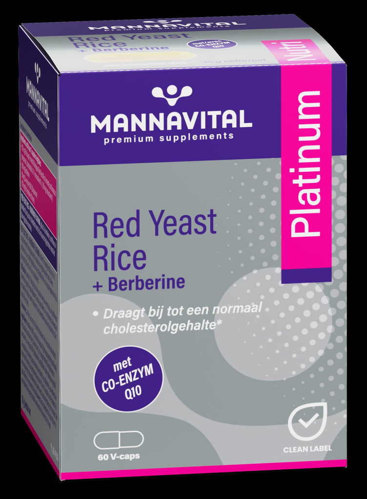 Mannavital Gefermenteerde Rode rijst + berberine platinum (60 Capsules)