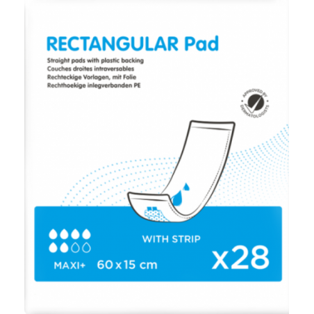 Rectangular pad Maxi Plus 15cm x 60cm met plastiek (28st)