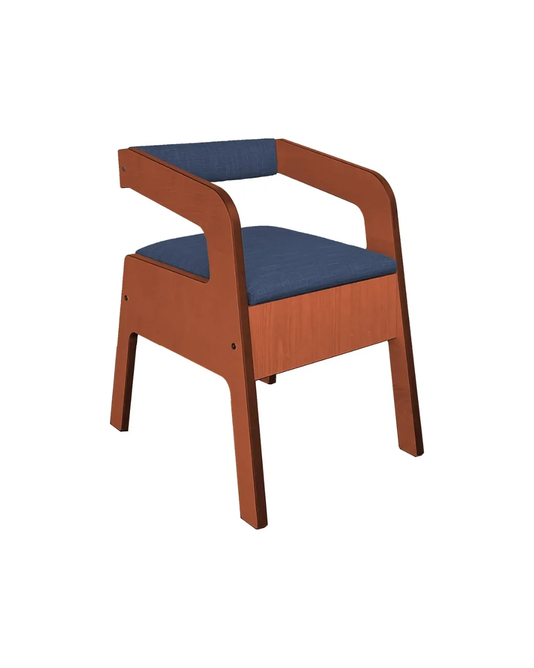 [ART: AD096607] Luxe Toiletstoel/Zetel Scandi (walnoot/blauw)