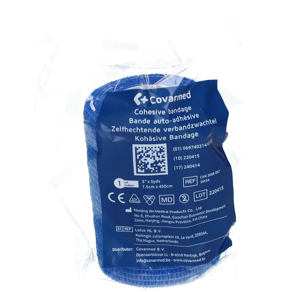 [003100] Cohesief verband blauw 4,5m x 7,5 cm (per stuk)