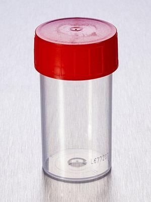 Staalpotje Urinebeker met rood schroefdeksel - 60ml