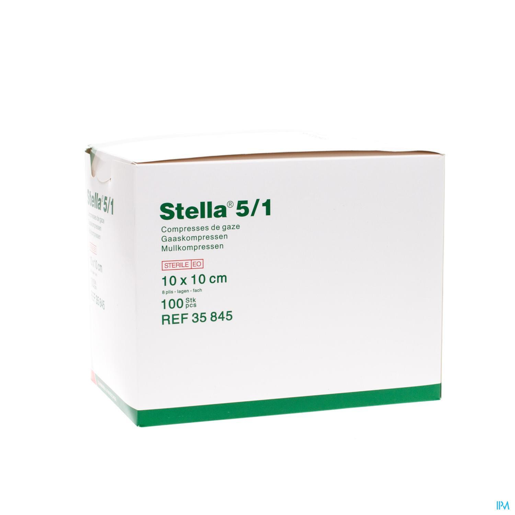 [001079-10C10C] Stella Steriel Gaaskompres Apart Verpakt 5/1 8L (10cm x 10cm)
