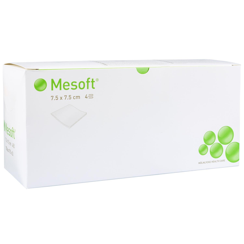 Mesoft Non-Woven Kompres Steriel - Per 2 Verpakt (7,5 x 7,5 cm)