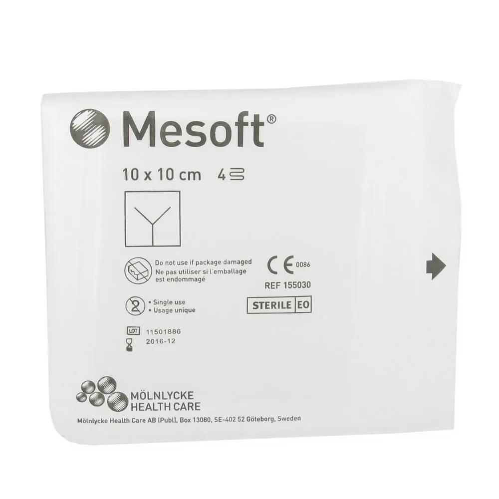 [001101] Mesoft Splitkompressen Steriel (10 x 10 cm)