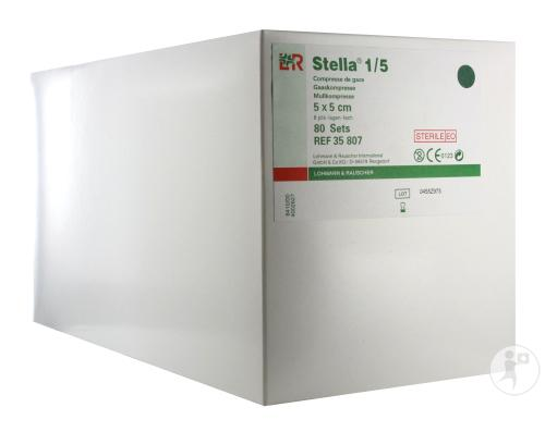 [358-5C5C] Stella Steriel Gaaskompres Per 5 Verpakt 1/5  (5cm x 5cm)