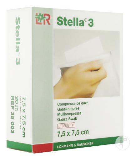 Stella Steriel Gaaskompres Per 5 Verpakt 3/5 (7,5cm x 7,5cm)