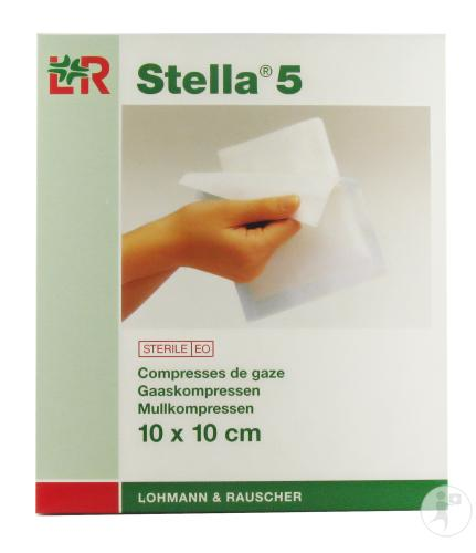 Stella Steriel Gaaskompres Per 5 Verpakt 5/5 - (10 x 10cm)