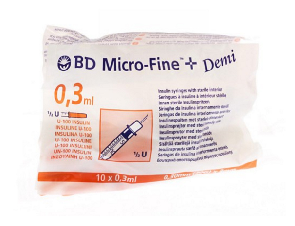 Insulinespuiten (10 stuks) (0,3ml)