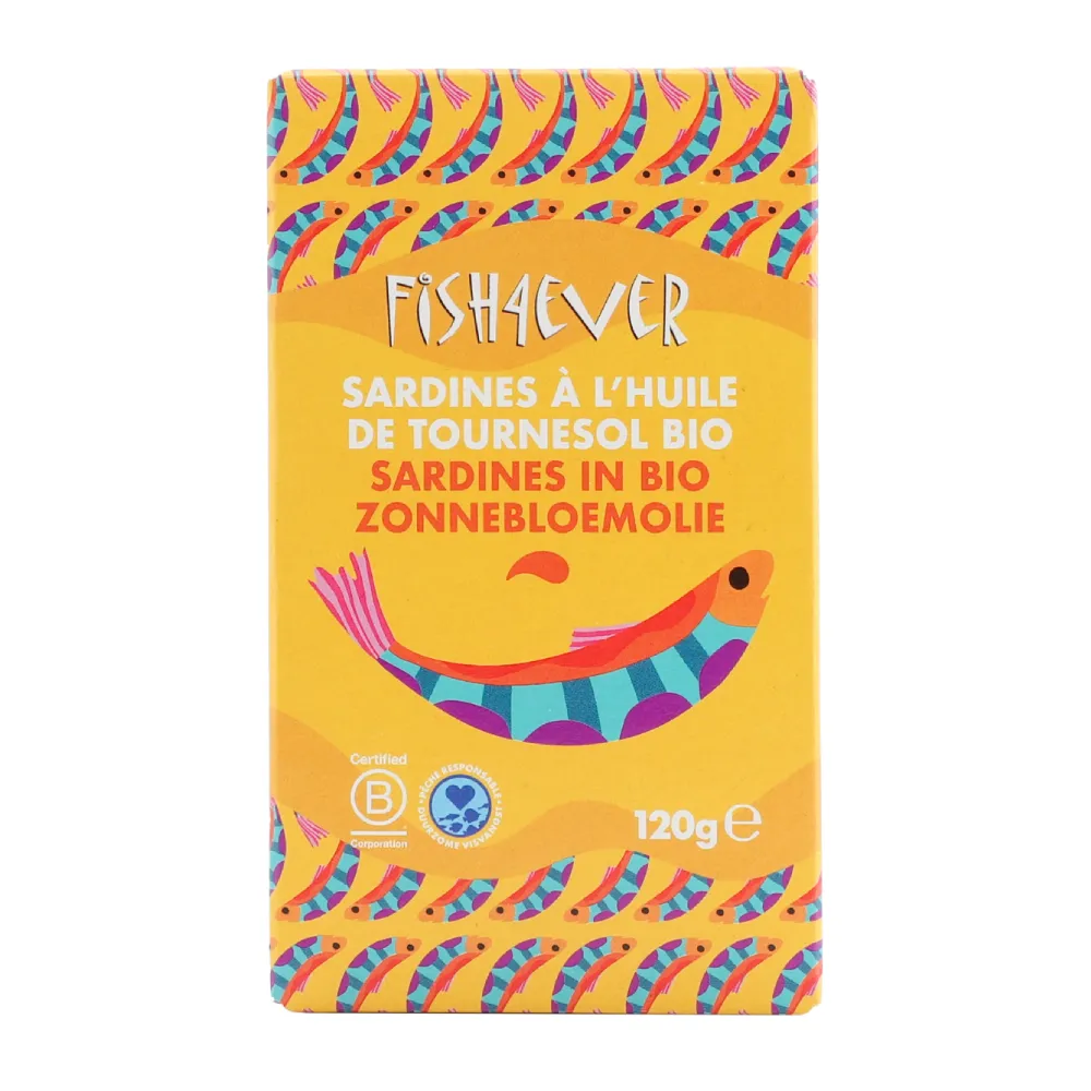 [510008] Fish4Ever Sardines In Bio Zonnebloemolie (120 gr)