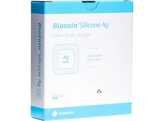 [000405-7,5C7,5C] Coloplast Biatain Silicone AG (7,5 x 7,5 cm)