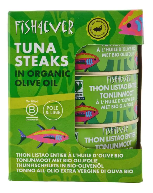 Fish4Ever Voordeelverpakking: 3 x tonijnmoot met bio olijfolie (3 x 160 gr)