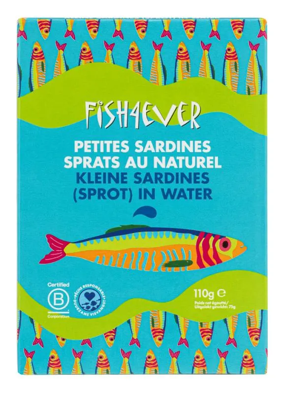 Fish4Ever Kleine sardines (sprot) in water (110 gr)
